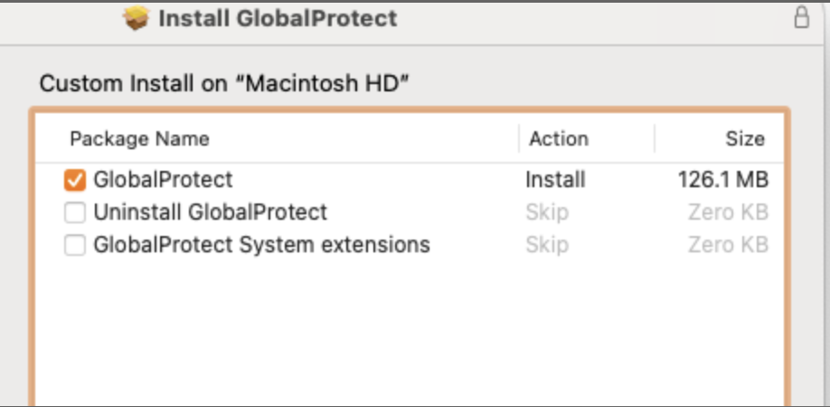 Screenshot of GlobalProtect Install Screen